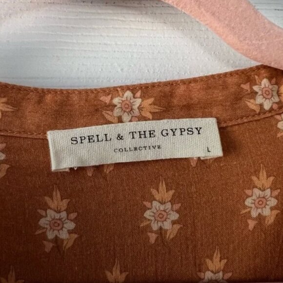 Spell Utopia Short Sleeve Midi Dress Cinnamon L - Picture 10 of 10